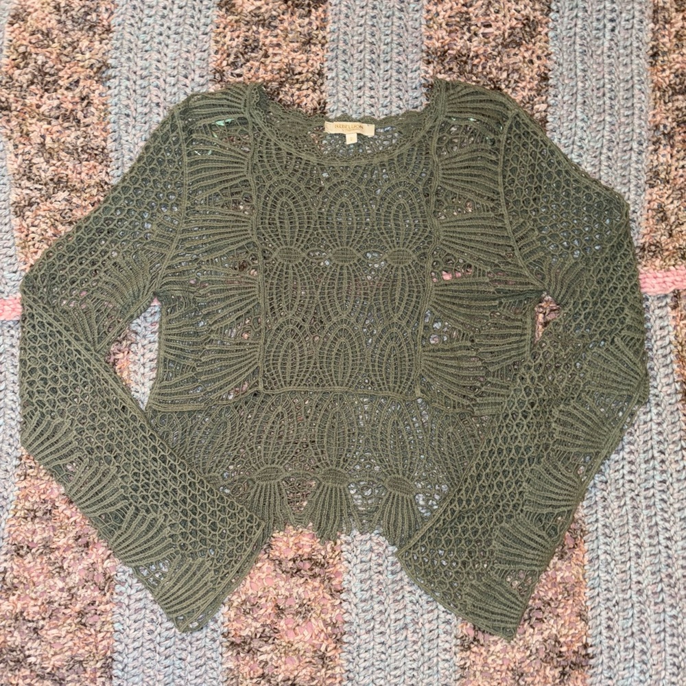 Rebellion Sage Green Crochet Top